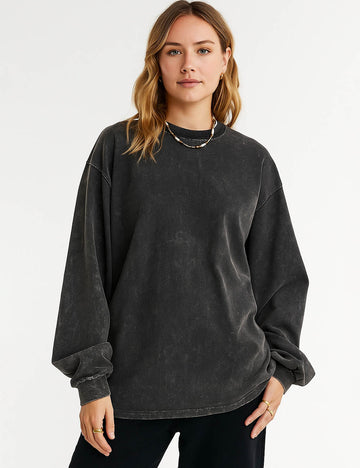 SWEETKAMA Ladies Oversize Round Neck Daily Long Sleeves Shirt ZJCX230