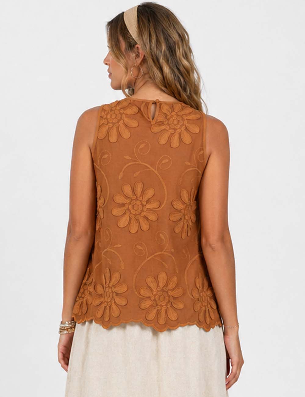 Embroidered Sleeveless Blouse - Elegant out tops - Sweetkama Wholesale - 011
