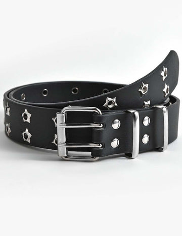 Ladies Star Studs Metal Buckle Pu Leather Waist Belt