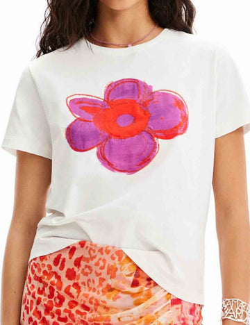 Ladies Floral Print Short Sleeves T-Shirt