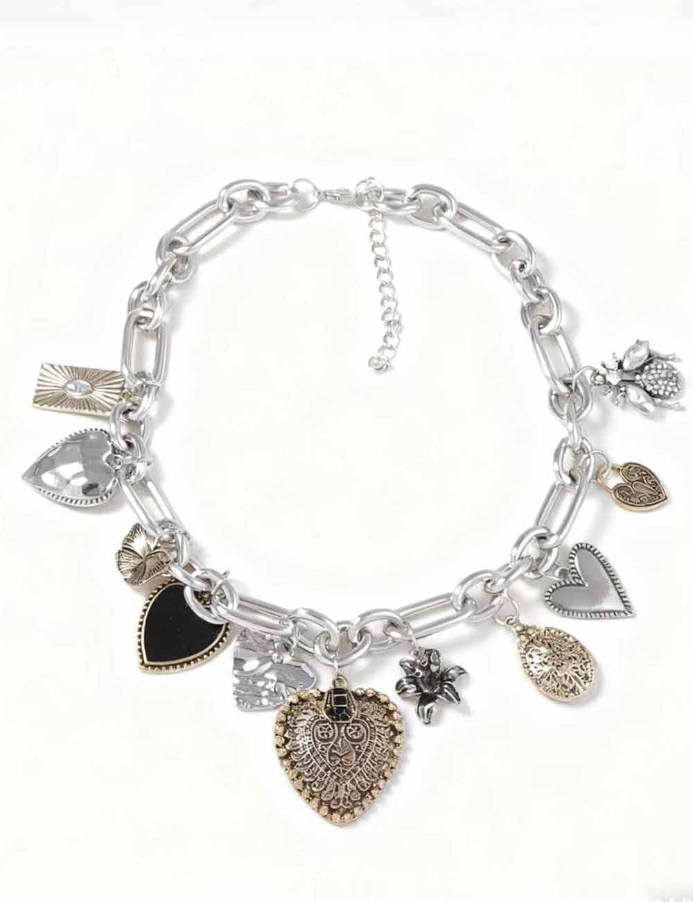 Ladies Heart Butterfly Bee Pendant Link Chain Necklace