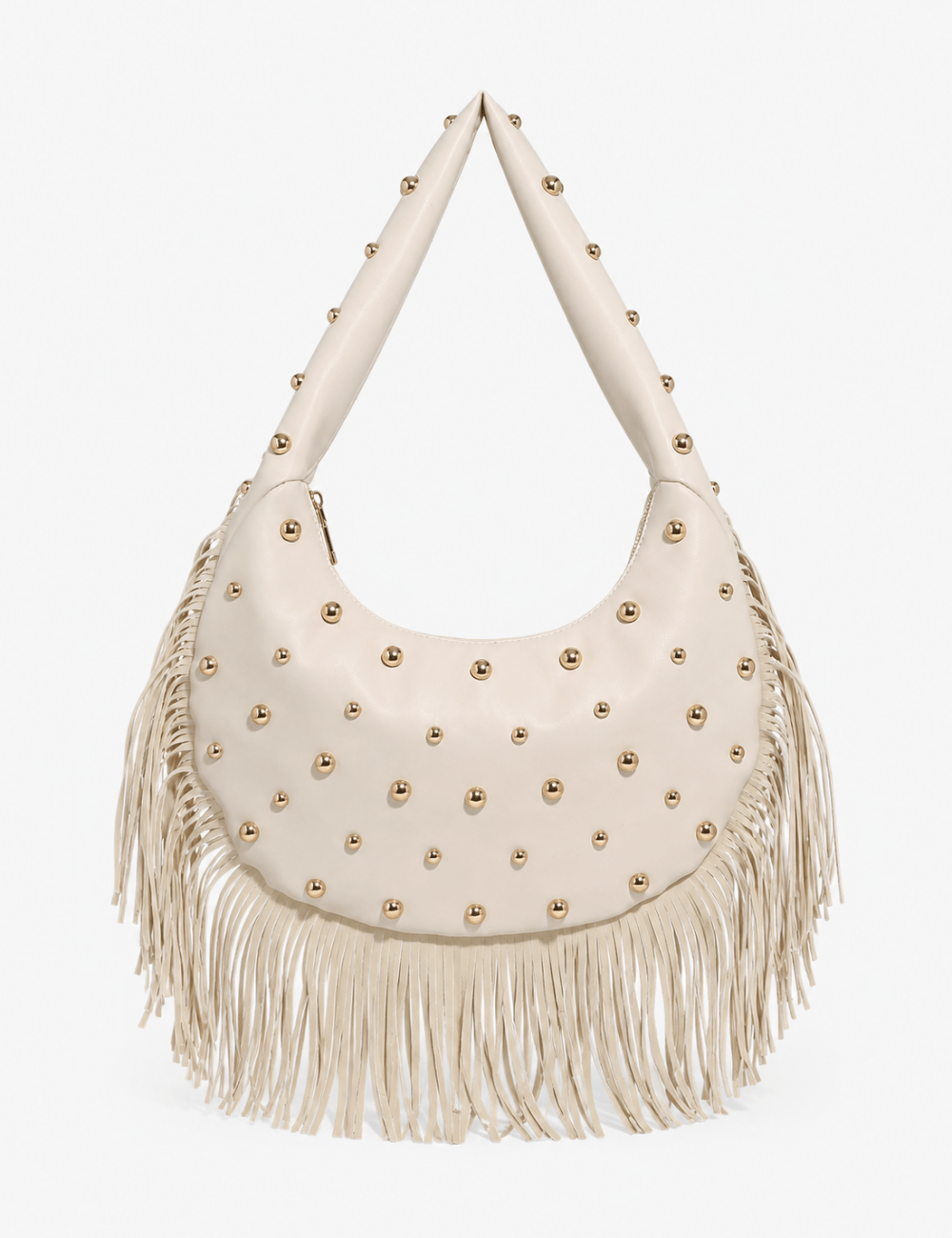 Studded Fringe Hobo Shoulder Bag - Sweetkama Wholesale - #5495