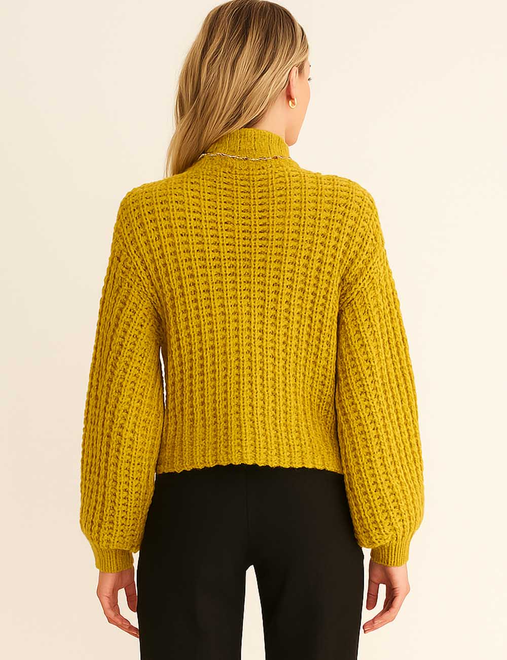 Ladies Chunky Knit Button Front Cropped Cardigan
