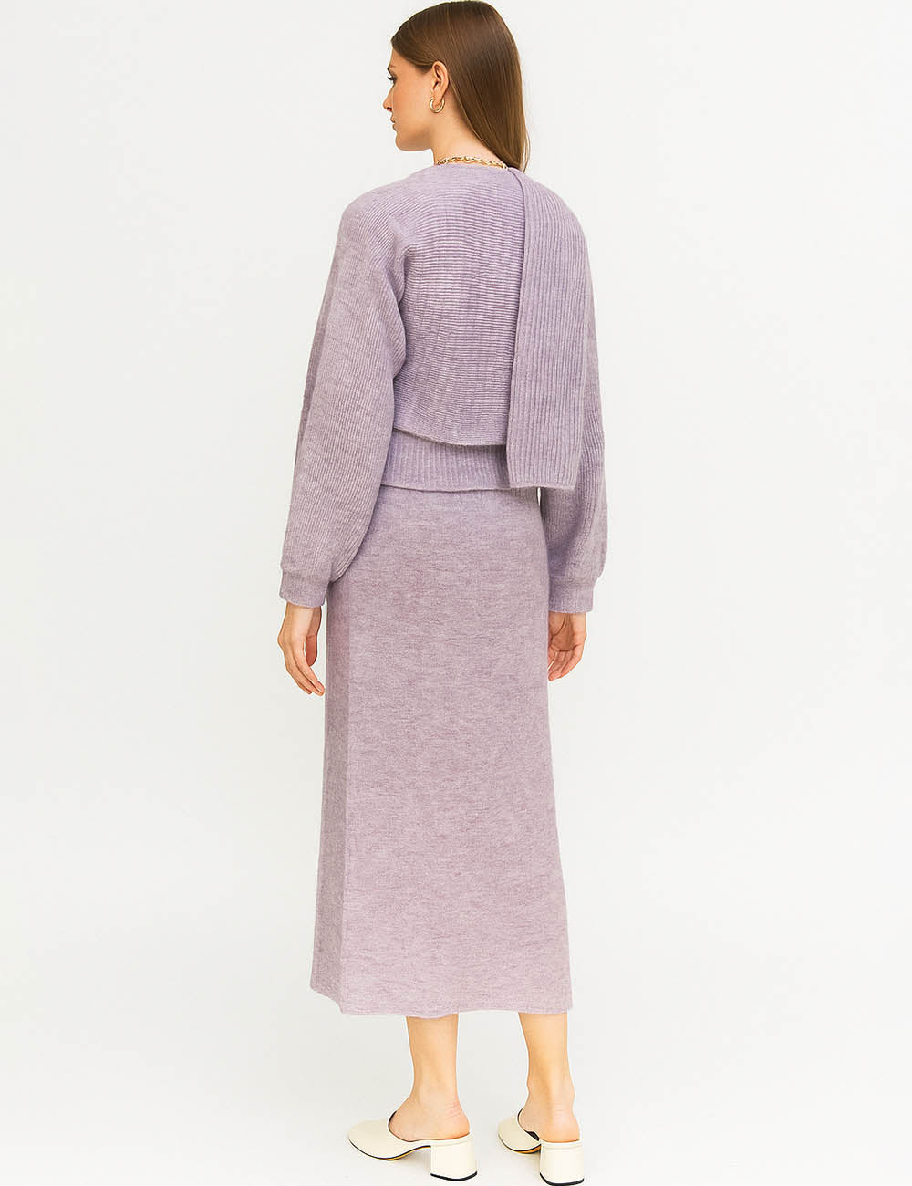 Ladies 3D Crochet Flower Open Front Scarf Sweater 4PCS Set