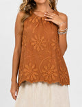 Embroidered Sleeveless Blouse - Elegant out tops - Sweetkama Wholesale - 012