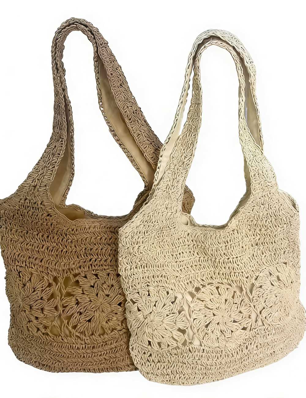 Ladies Boho Crochet Woven Summer Beach Shoulder Bag