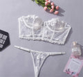 2PCS Embroider Lingerie Set Crop Top and Thong LS1073 - SWEETKAMA