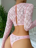 2PCS Lace Lingerie Set Crop Top and Thong AL725882656490 - SWEETKAMA