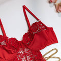 2PCS Lace Sexy Lingerie Set with Garter Belt 2732 - SWEETKAMA