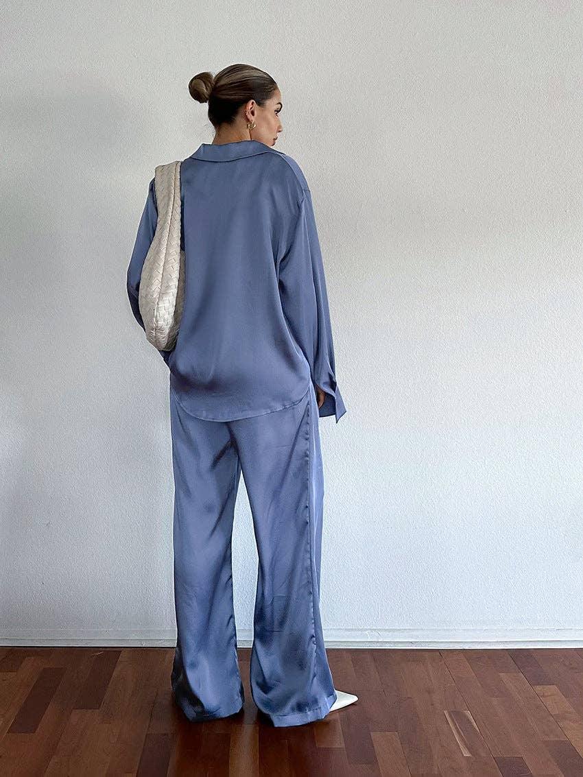 2PCS Long Sleeves Shirt and Pants Ladies Daily Set 2TZ2113 - SWEETKAMA