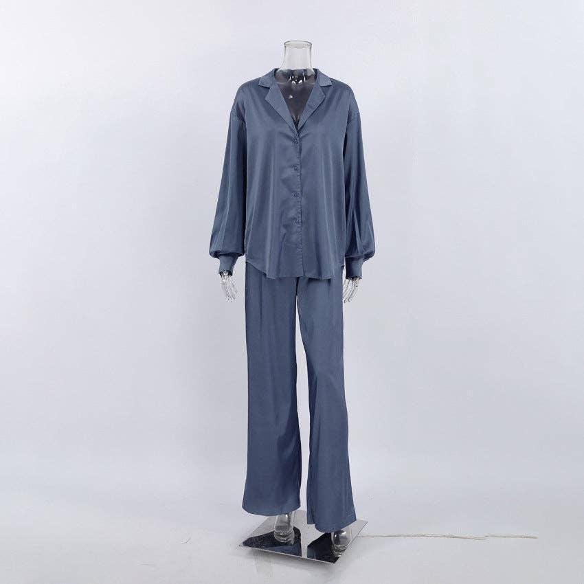 2PCS Long Sleeves Shirt and Pants Ladies Daily Set 2TZ2113 - SWEETKAMA