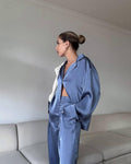 2PCS Long Sleeves Shirt and Pants Ladies Daily Set 2TZ2113 - SWEETKAMA