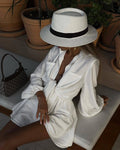 2PCS Solid Color Puff Sleeves Loose Ladies Set HK6095 - SWEETKAMA