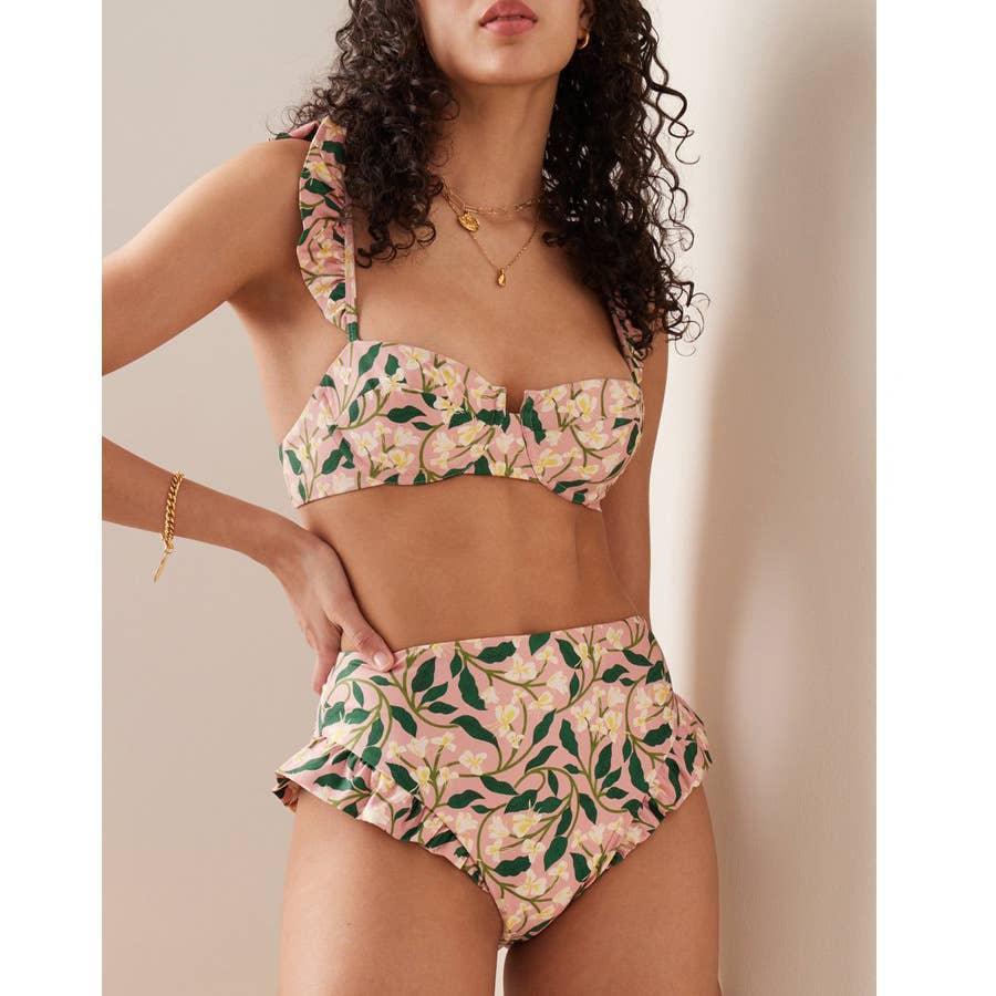 3-Piece Floral Print Bikini Swimsuits with Cover Up QJYY61 - SWEETKAMA
