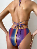 3-Piece Gradient Color Bikini Swimsuits with Cover Up A202 - SWEETKAMA