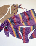 3-Piece Gradient Color Bikini Swimsuits with Cover Up A202 - SWEETKAMA