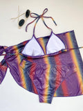 3-Piece Gradient Color Bikini Swimsuits with Cover Up A202 - SWEETKAMA