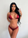 3-Piece Metallic Snake Print Bikini Swimsuits with Cover Up DY3110308 - SWEETKAMA