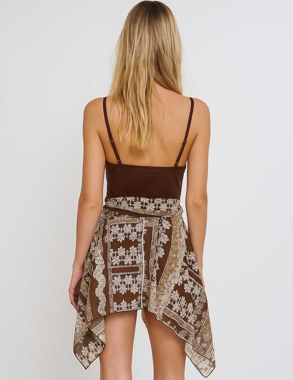 SKT5KJ83 Ladies Floral Print Off-Shoulder Halter Sleeveless Top