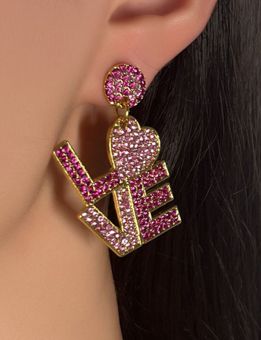 Ladies Love Shape Sparkle Rhinestone Earrings SKAJ4218