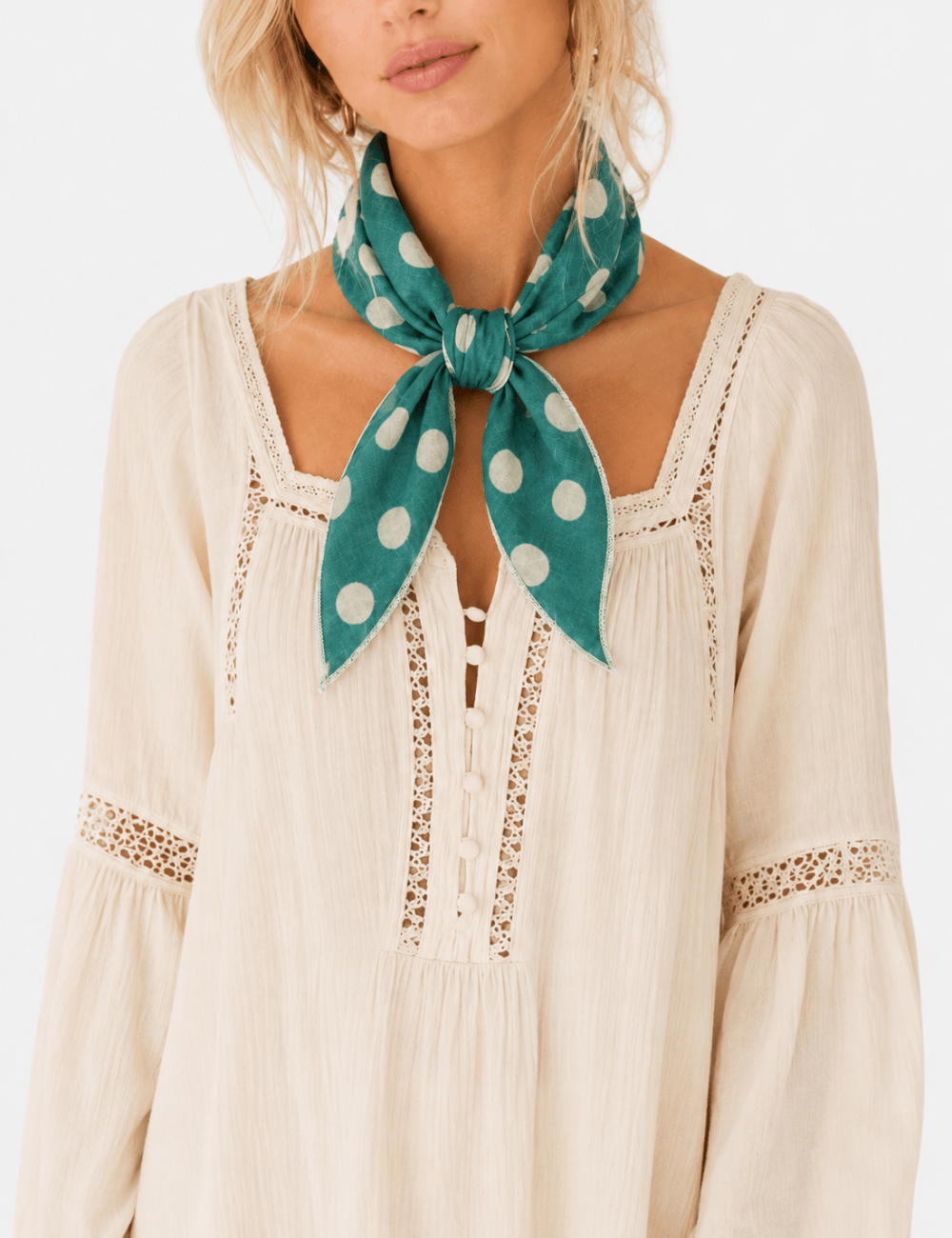 Ladies Bandana Polka Dot Square Neck Scarf
