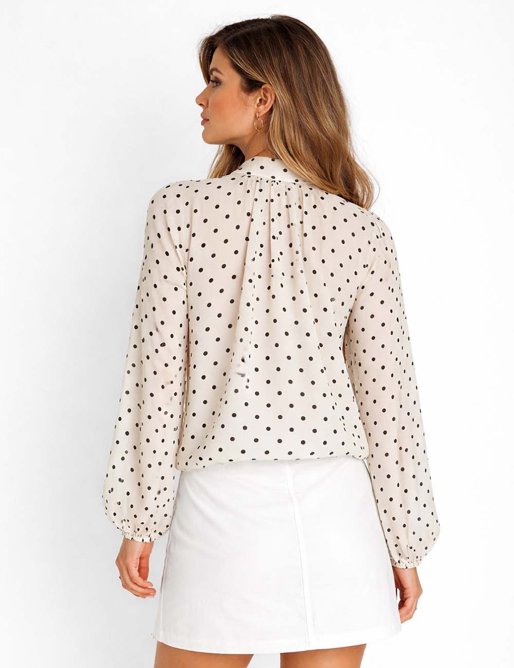 Chic Polka Dot Bow Blouse - Sweetkama Wholesale - #2855