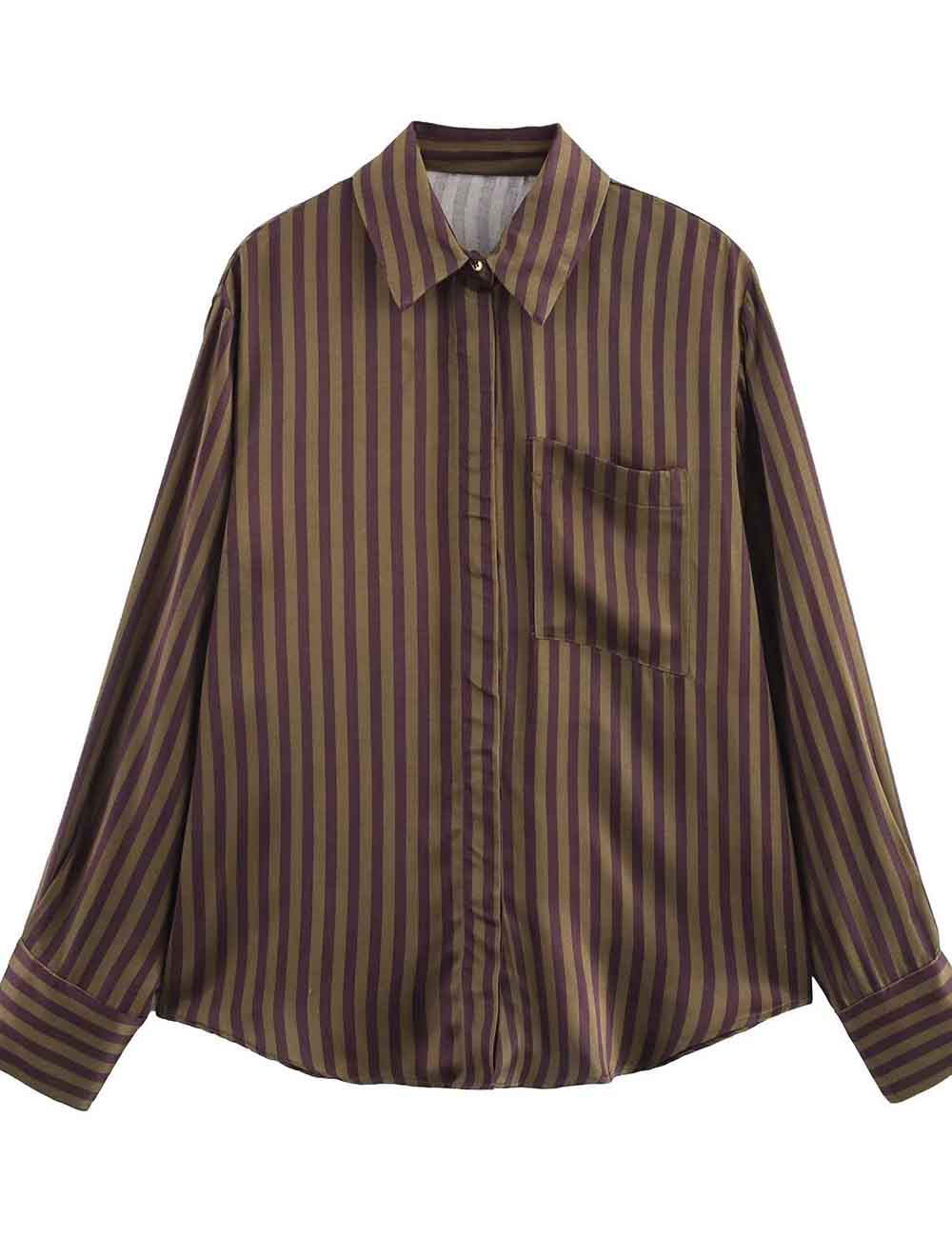 Ladies Color Block Striped Shirt & Pants 2PCS Set