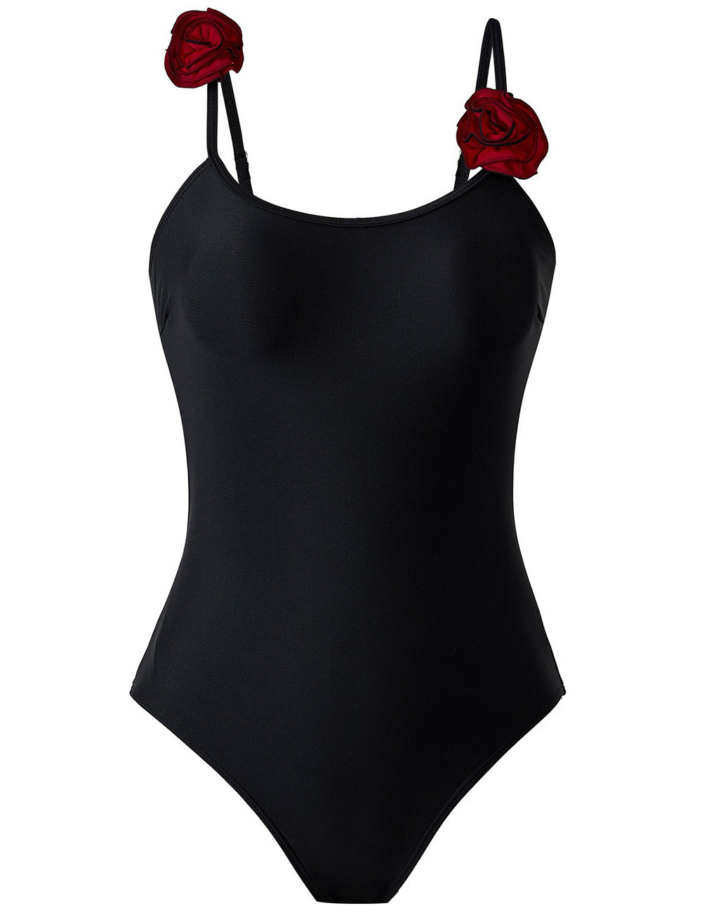 Ladies String Shoulder Red Rose One Piece Swimwear with Salong