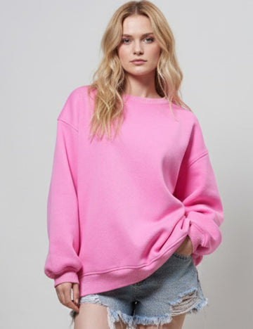 SWEETKAMA Ladies Round Neck Relaxed Sweatshirt Pullover Top