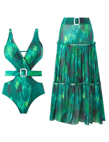 Ladies Floral Print Print Midi Skirt