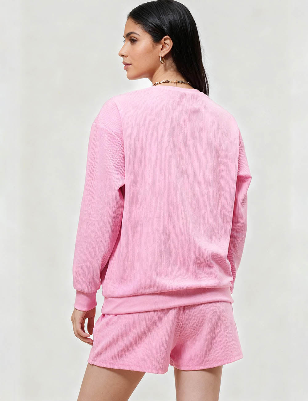 Ladies Merry Christmas Corduroy Top Shorts 2PCS Set SKST4798