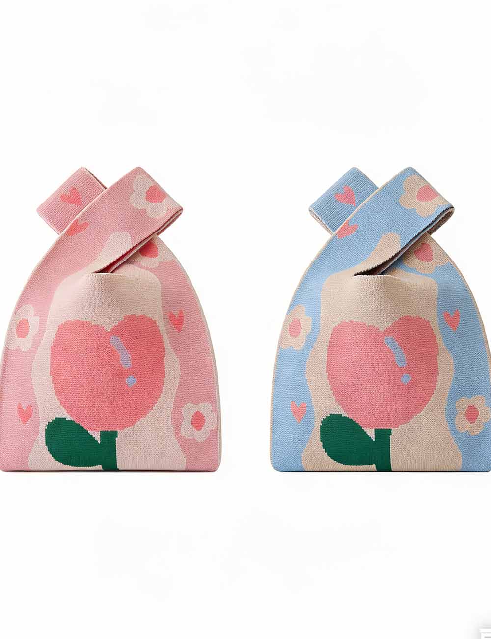 Ladies Floral Knit Wrist Bag Mini Hand Bag