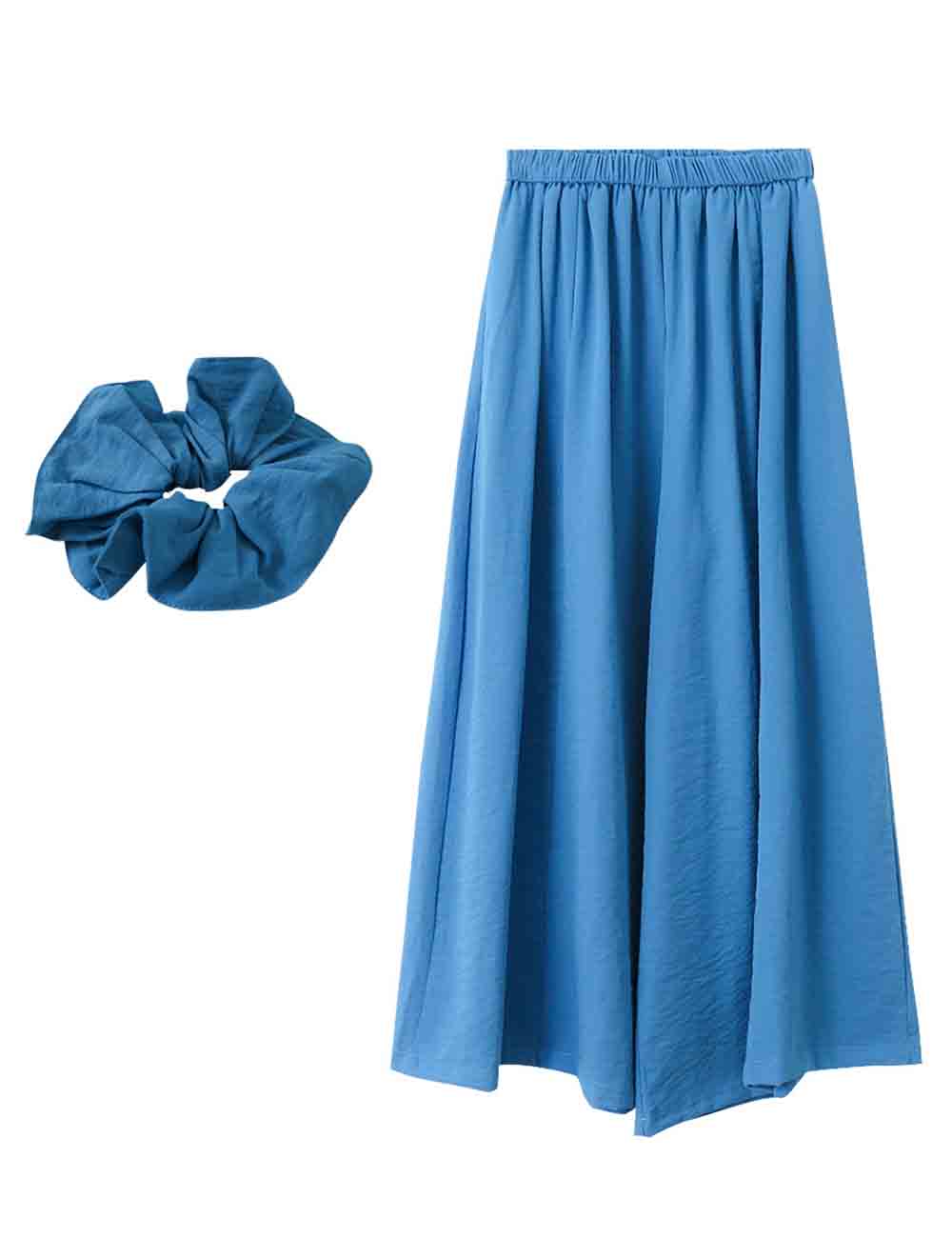 Ladies Ruched Elastic Waist Wide Leg Pants