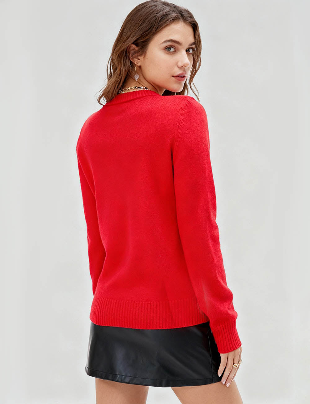 Ladies Sequin Gingerbread Christmas Holiday Pullover Knit Sweater