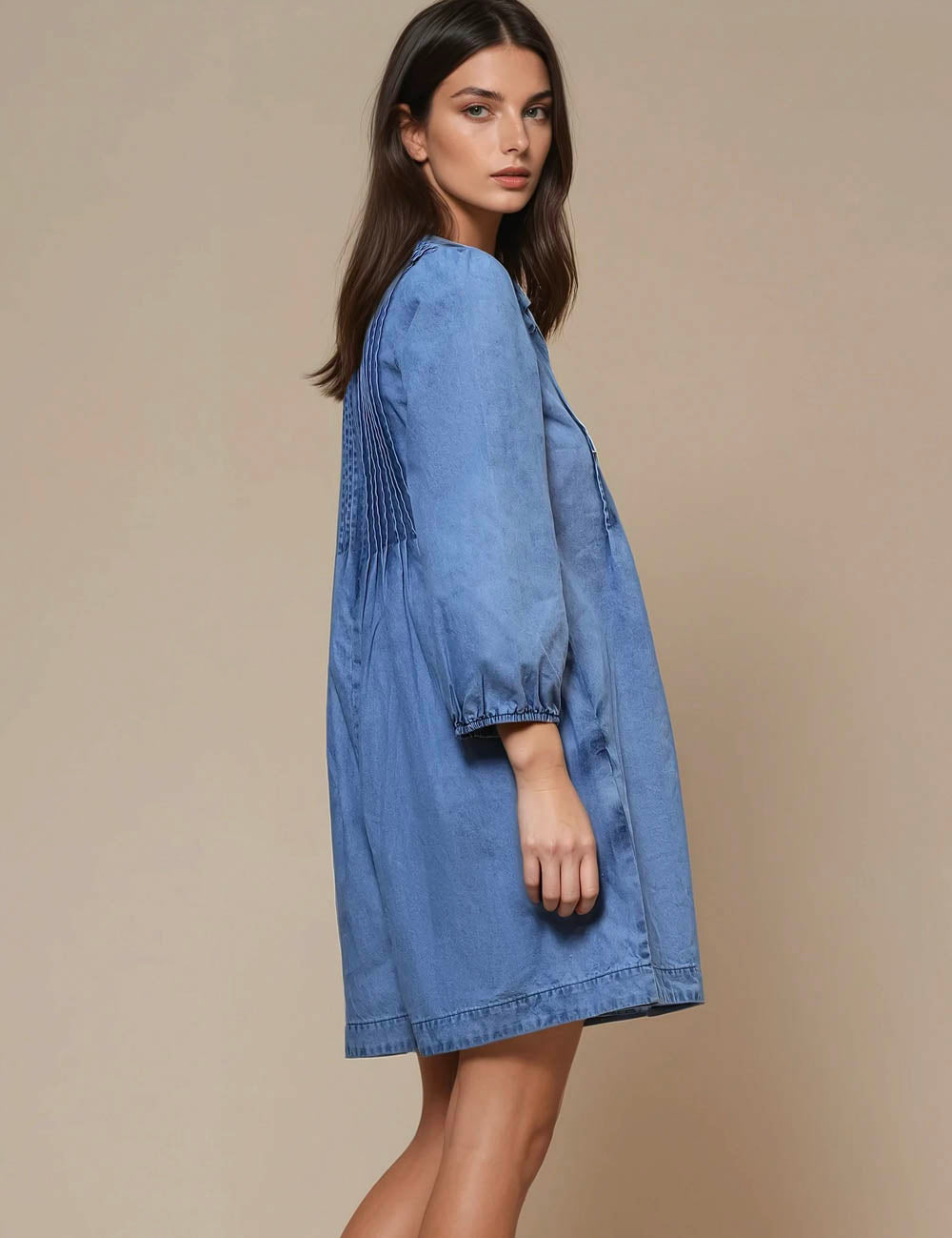 Ladies V-Neck Long Sleeves Denim Romper SKJ50041