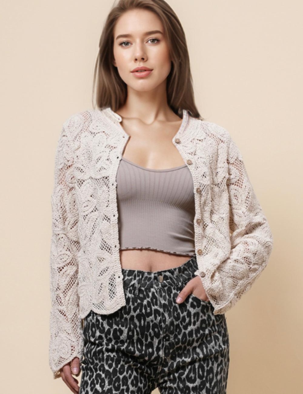 Ladies Knit See Through Cover Top SKT4897