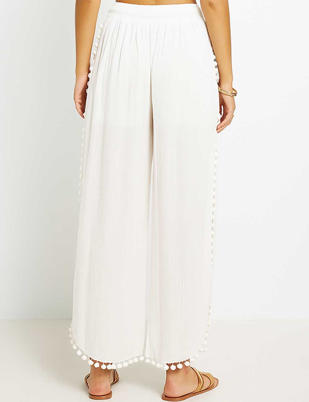 Ladies Solid Color Split Splice Wide Leg Pants SKP51223