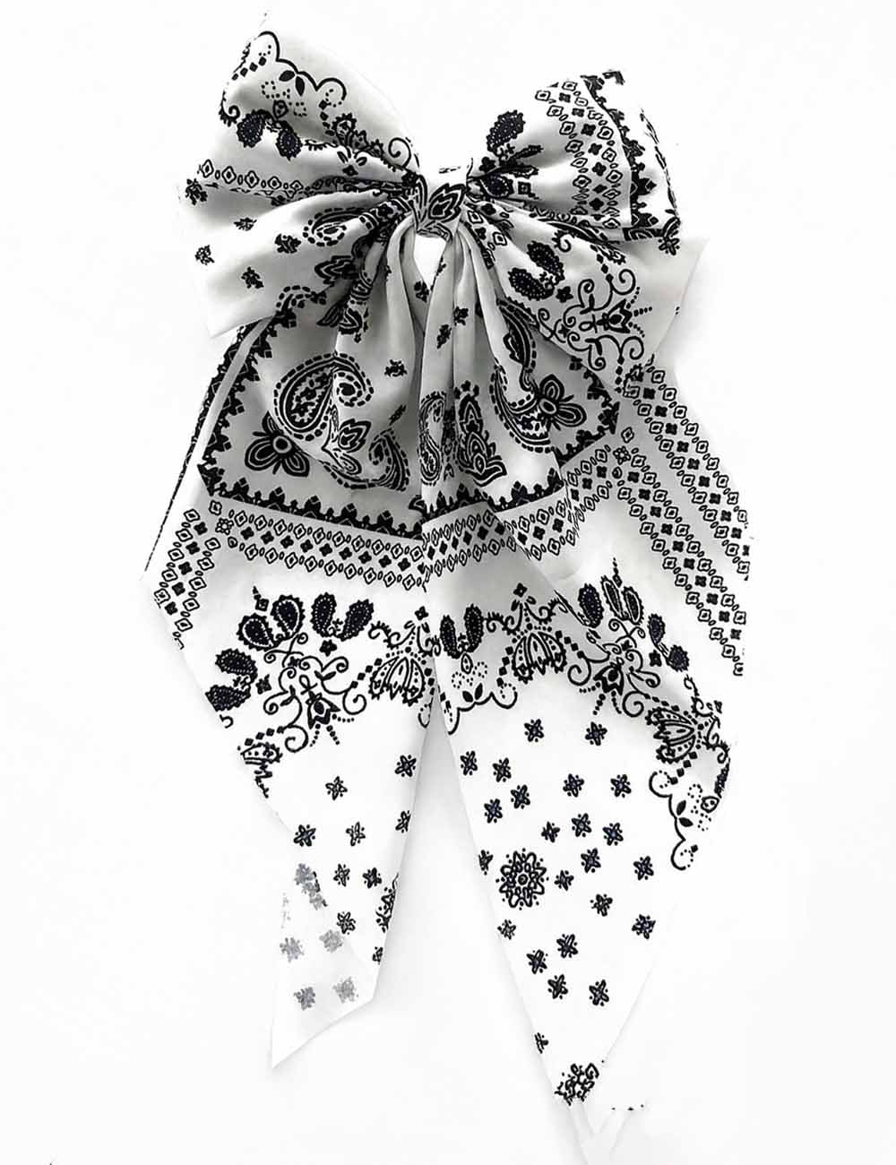 Ladies Boho Paisley Floral Print Bow Barrette Spring Hair Clip