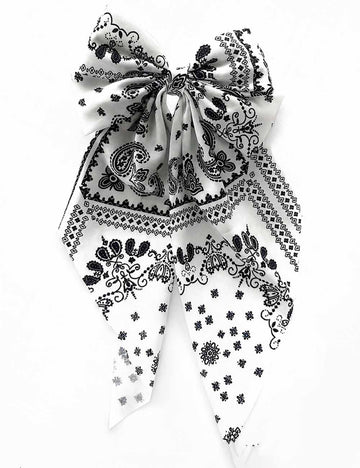 Ladies Boho Paisley Floral Print Bow Barrette Spring Hair Clip