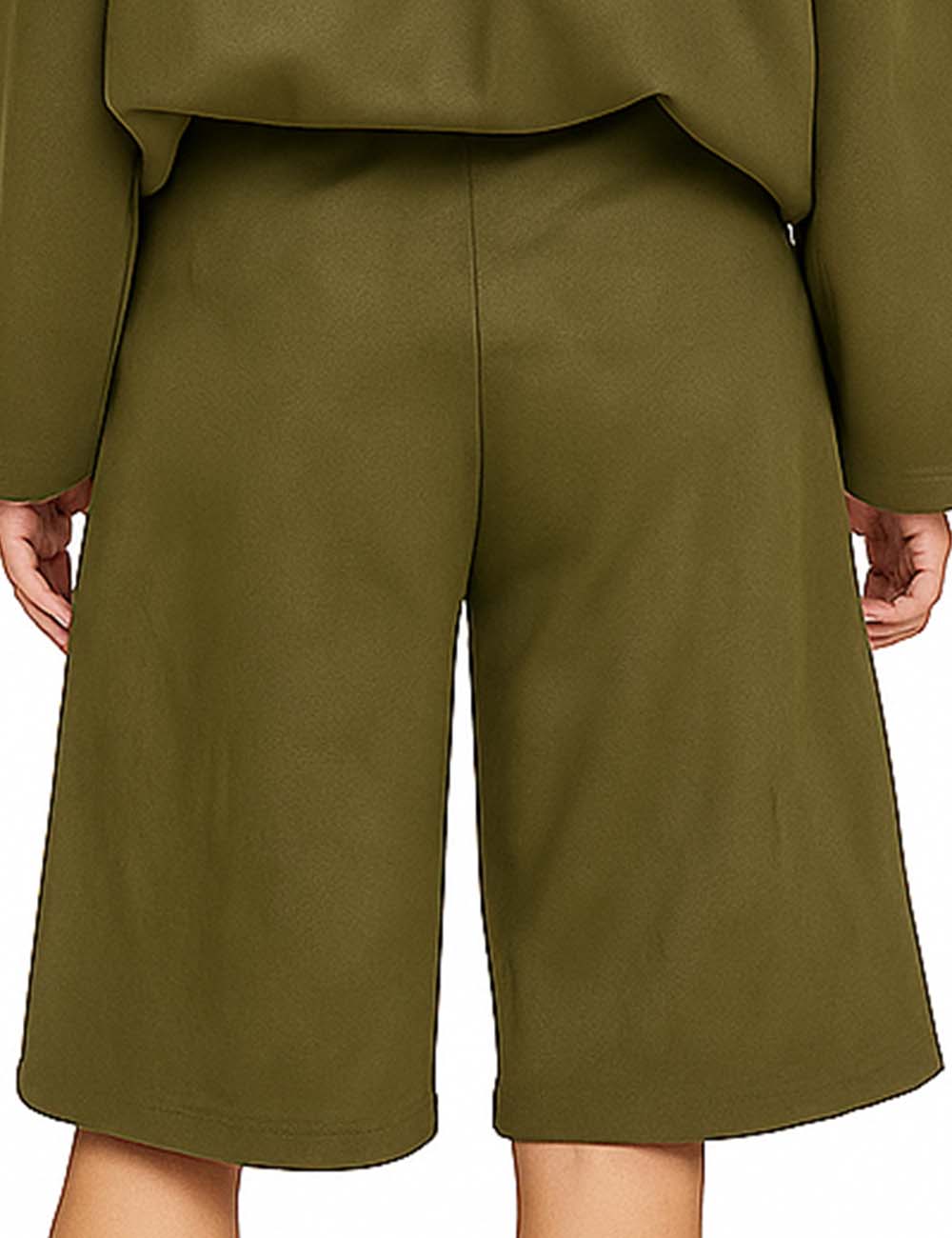 Ladies Faux Suede Solid Color Knee-Length Shorts