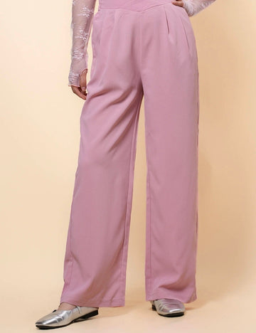 Ladies Solid Color Wide Leg Everyday Pants SKP41202
