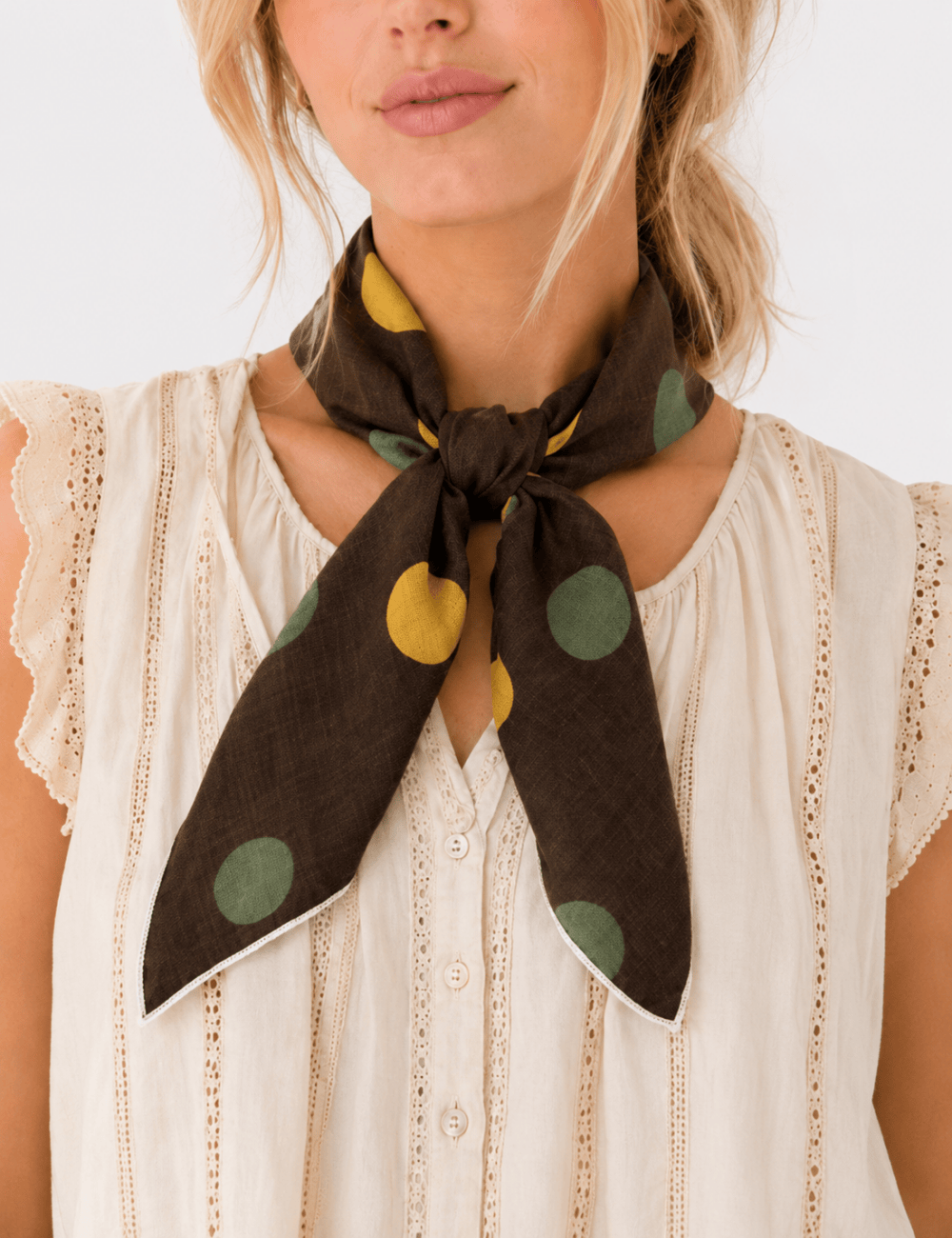Ladies Bandana Polka Dot Square Neck Scarf