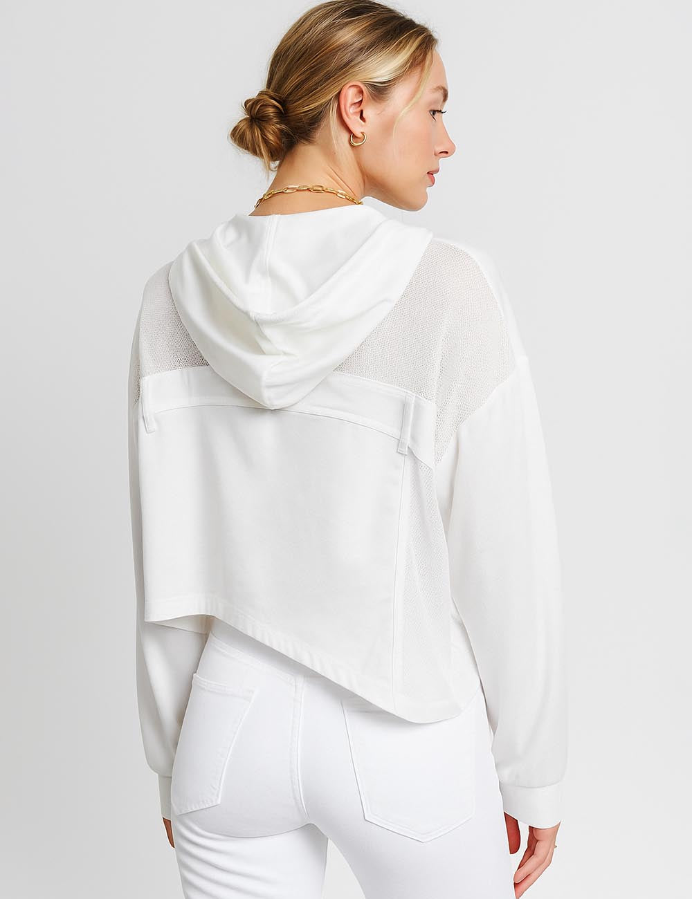 Ladies Inregular Hem Hoodie Shweatshirt SKT0789