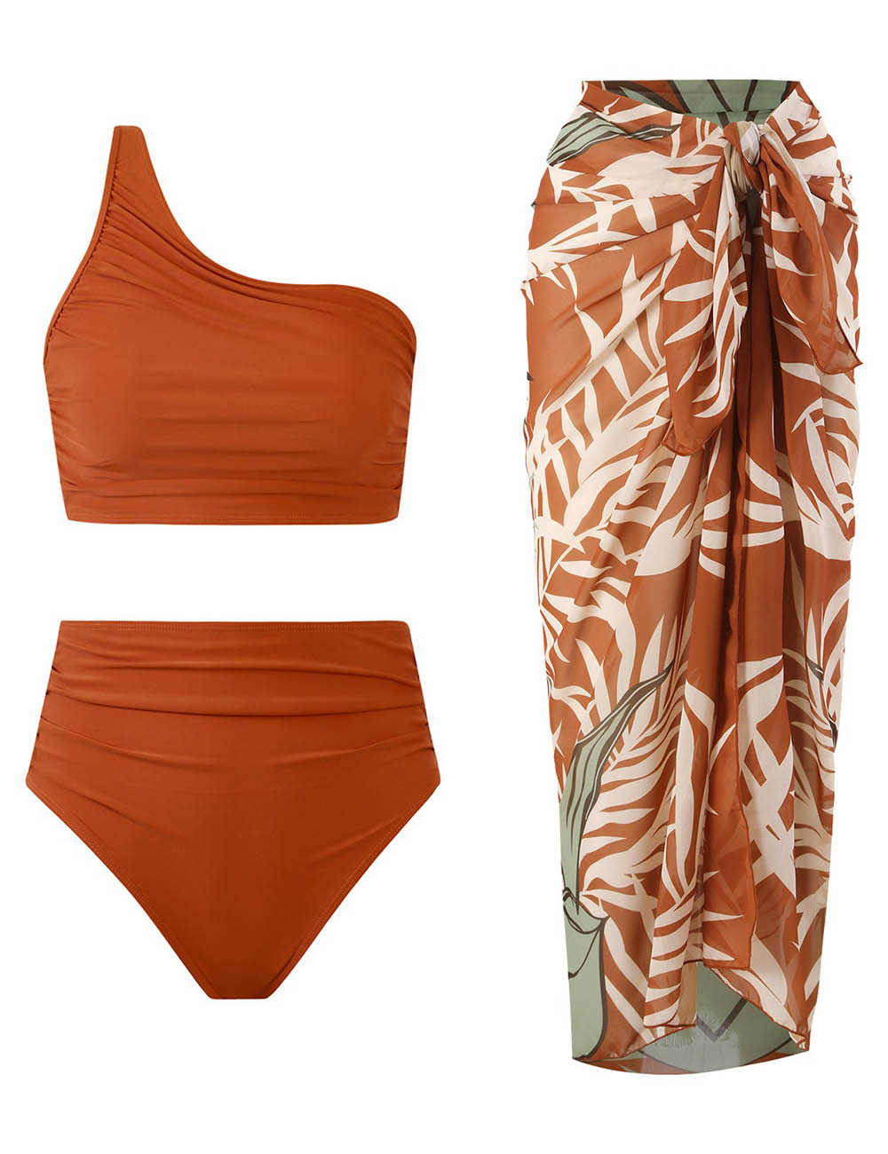 Ladies One Shoulder 2PCS Bikini Set with Salong
