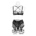 3PCS Bandage Sexy Lingerie Set with Garter Belt F09231# - SWEETKAMA