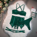 3PCS Bandage Sexy Lingerie Set with Garter Belt F09231# - SWEETKAMA