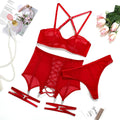 3PCS Bandage Sexy Lingerie Set with Garter Belt F09231# - SWEETKAMA