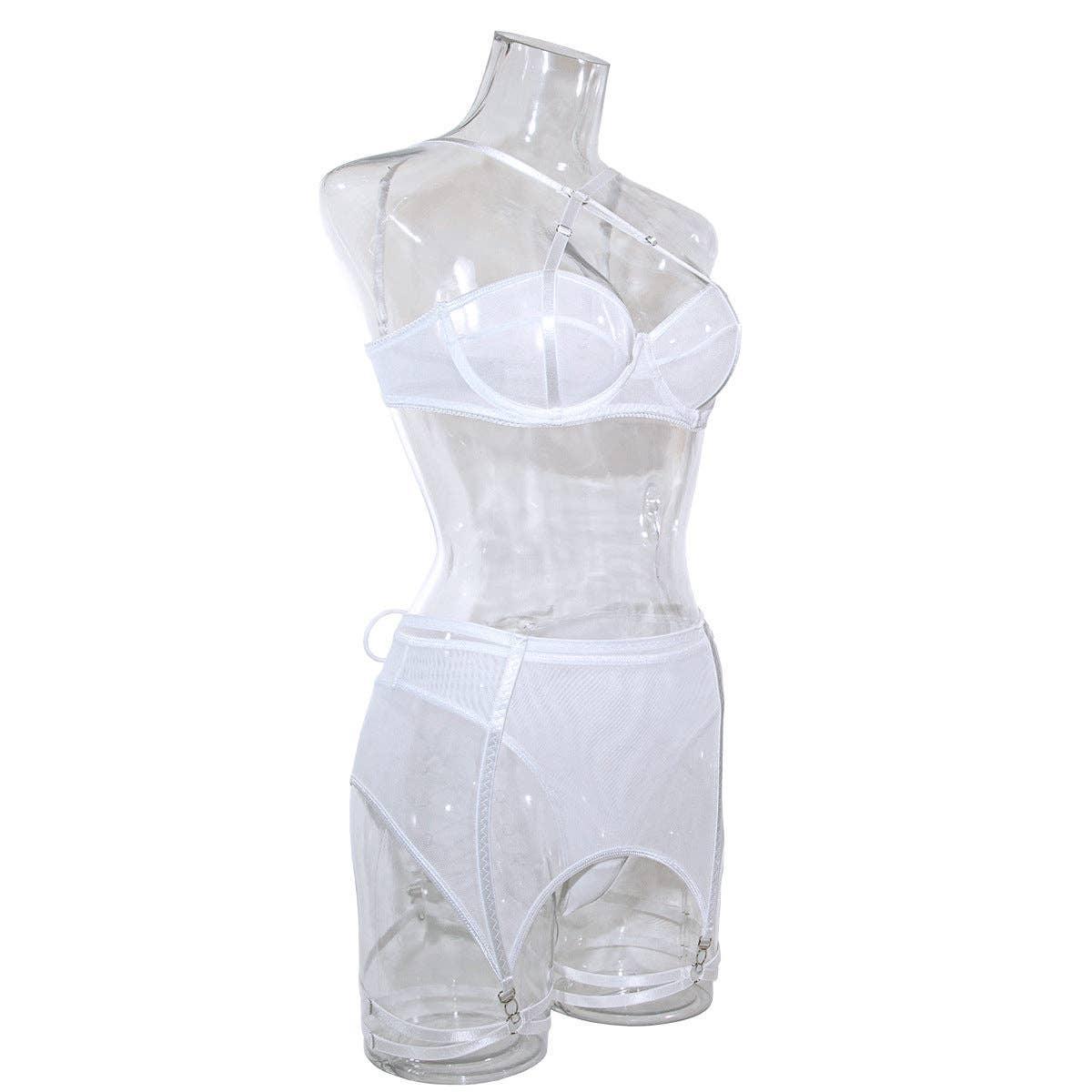 3PCS Bandage Sexy Lingerie Set with Garter Belt F09231# - SWEETKAMA