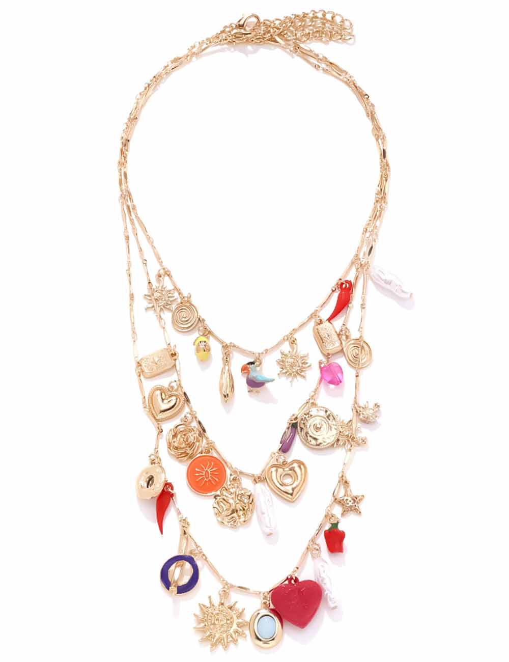 Ladies Colorful Pendant 3PCS Layered Necklace Set