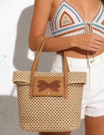 Ladies Woven Straw Summer Beach Handbag